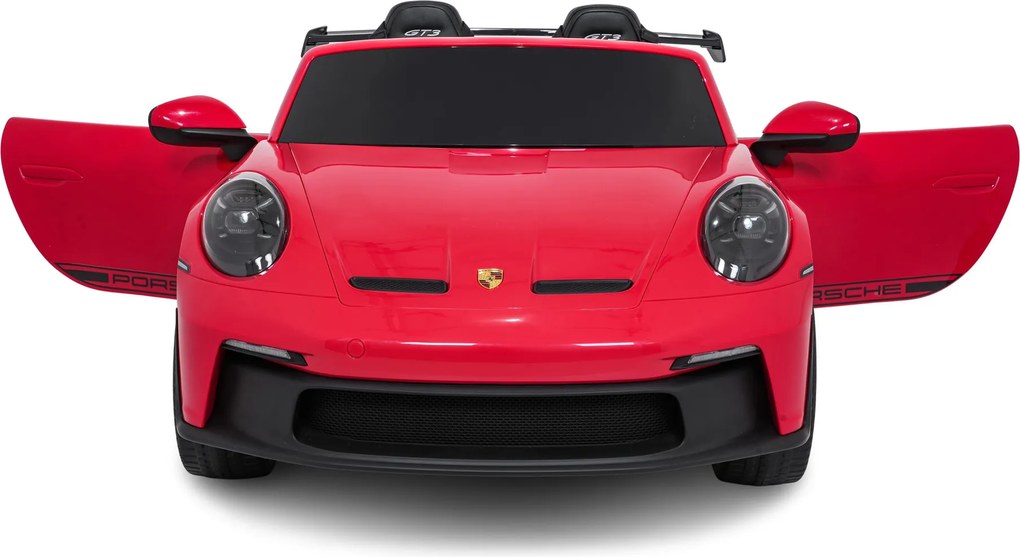 Carro elétrico para Crianças 3 a 9 anos, 24V 4x4 2 lugares Porsche 911 GT 3 MP4 Vermelho
