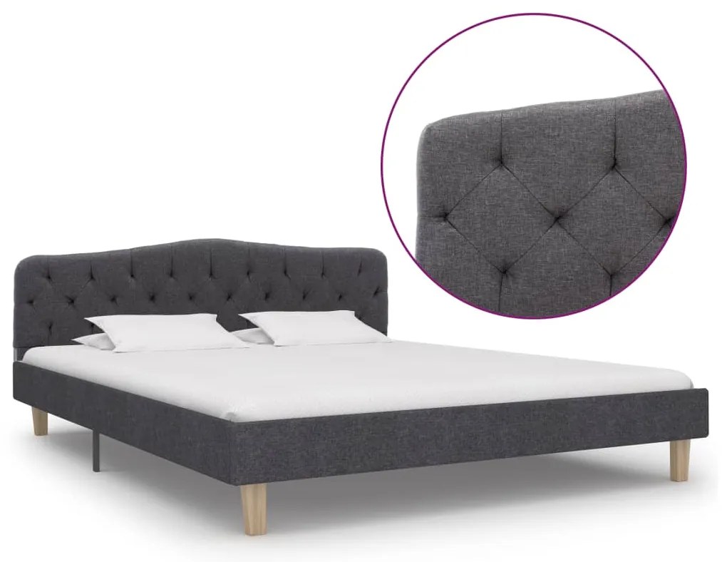 vidaXL Estrutura de cama 160x200 cm tecido cinzento-escuro