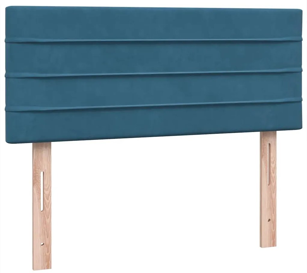 Cama com molas/colchão 120x210 cm veludo azul-escuro