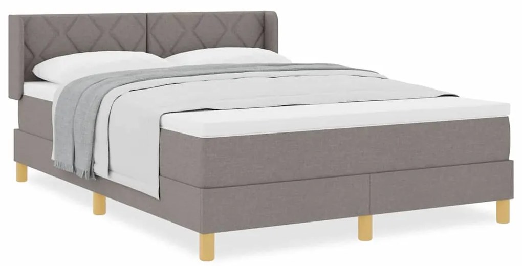 Cama Box com Colchão Taupe, 160 x 200 cm, Têxtil