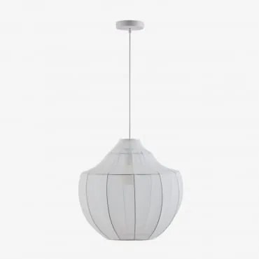 Lâmpada De Teto Suspensa Em Metal E Tecido Adaya Branco - Sklum