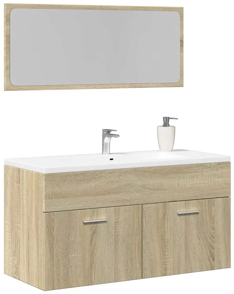 vidaXL 2 pcs conj. móveis casa banho derivados madeira carvalho sonoma