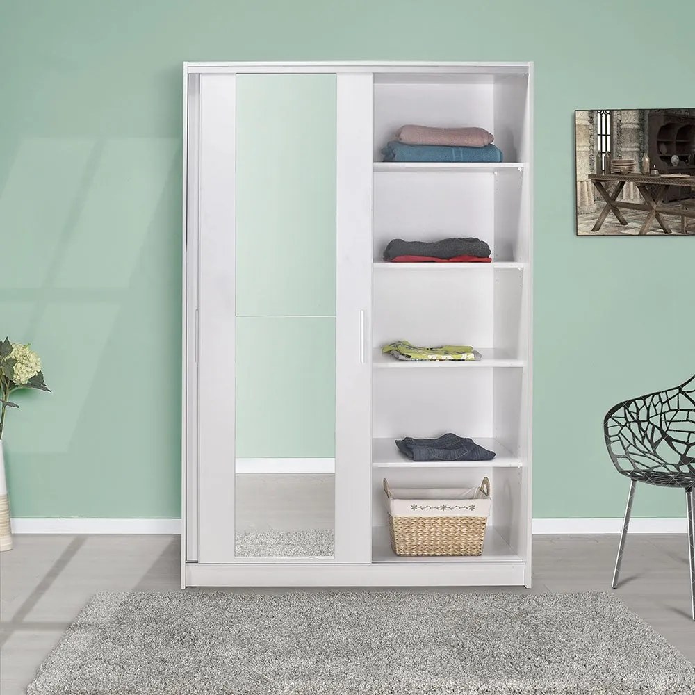 Roupeiro "Lúmina" – Branco – 120 x 182 x 52 cm – Design Moderno