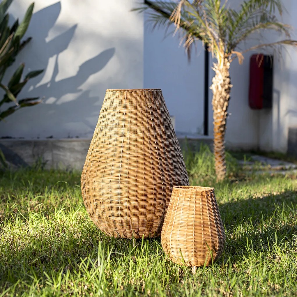 Candeeiro de pé de vime regulável IP65 com controlo remoto - Saona