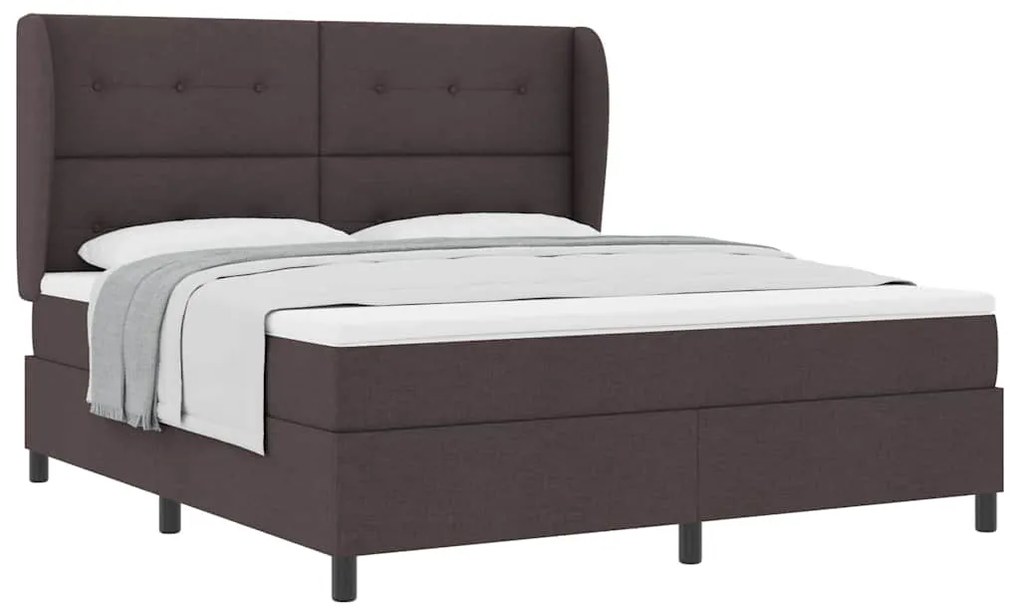Cama Box com Colchão Marrom Escuro, 180x200 cm, Tecido