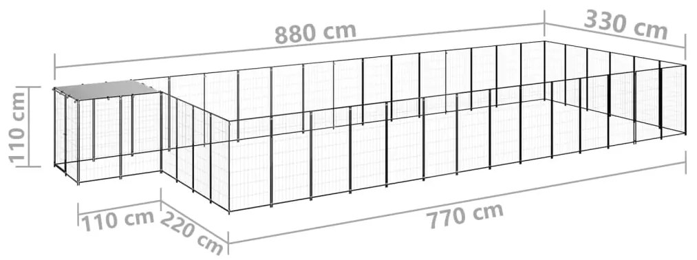 Canil 26,62 m² aço preto