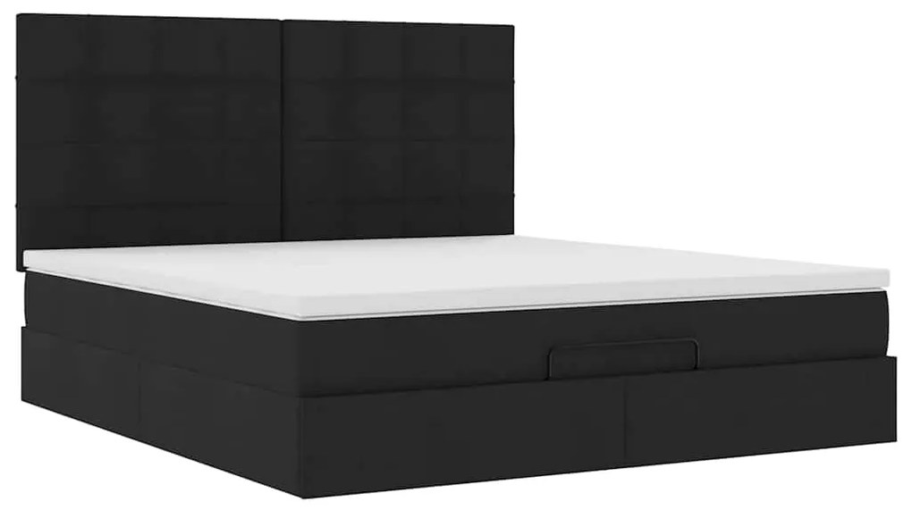 Estrutura de cama otomana com colchão 160x200 cm tecido preto