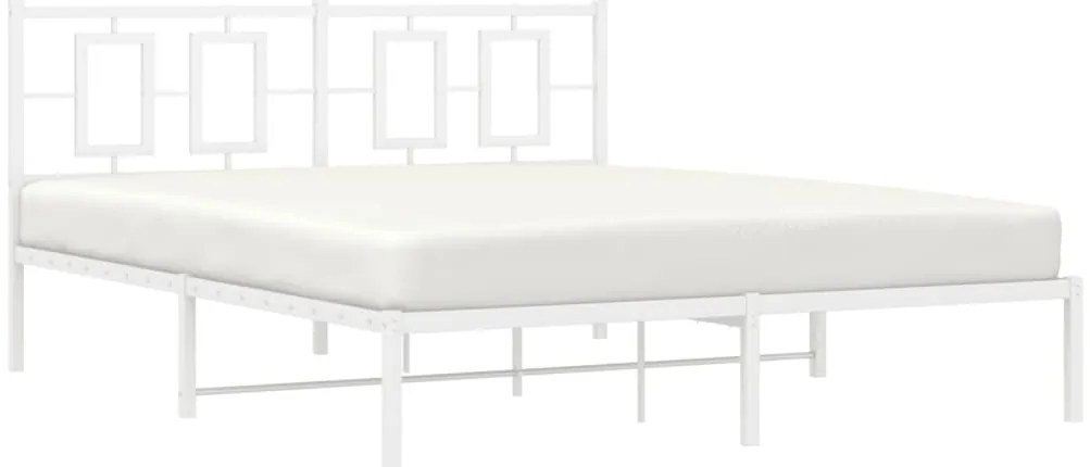 Estrutura de cama com cabeceira 150x200 cm metal branco