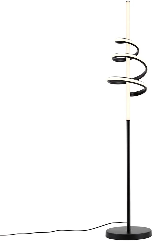 Candeeiro de pé de design preto com LED regulável - Rolla Moderno