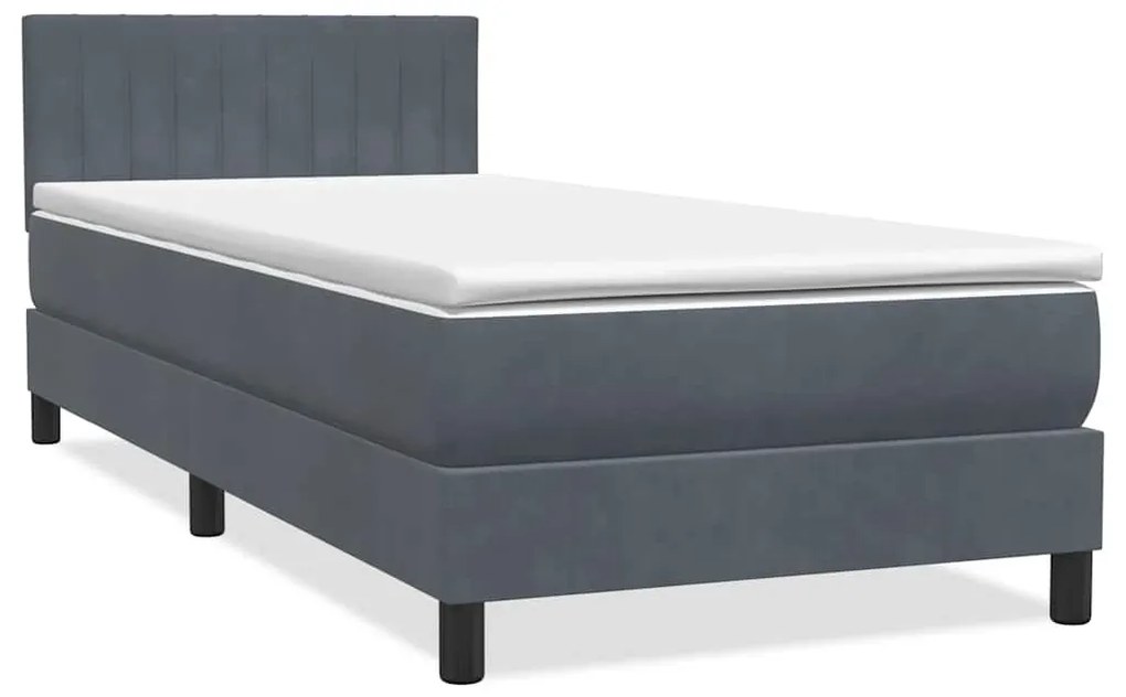 Cama com molas/colchão cinza-escuro 80x210 cm veludo