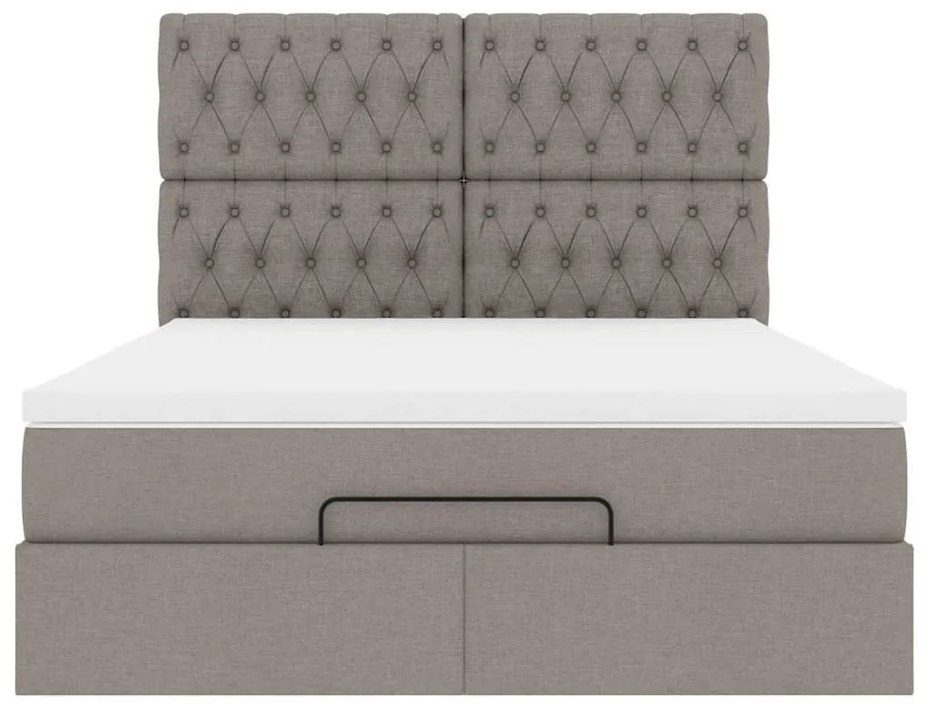 Estrutura de cama otomana com colchão tecido cinzento 140x200cm