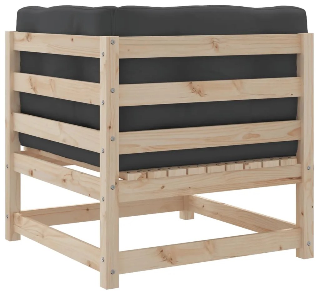 6 pcs conjunto de sofás de jardim c/ almofadões pinho maciço