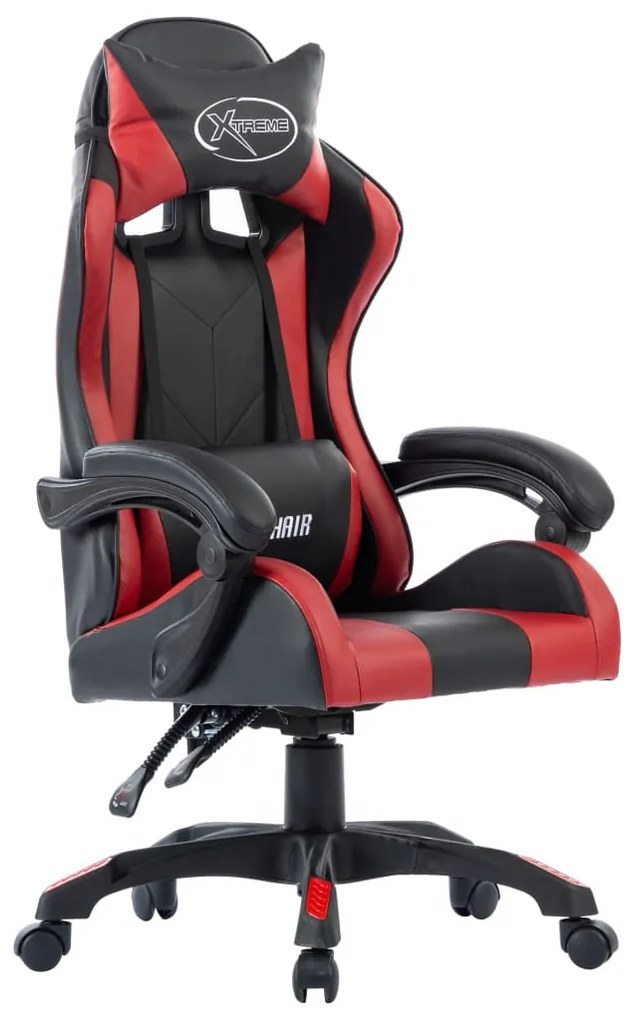 vidaXL Cadeira estilo corrida couro artificial vermelho tinto