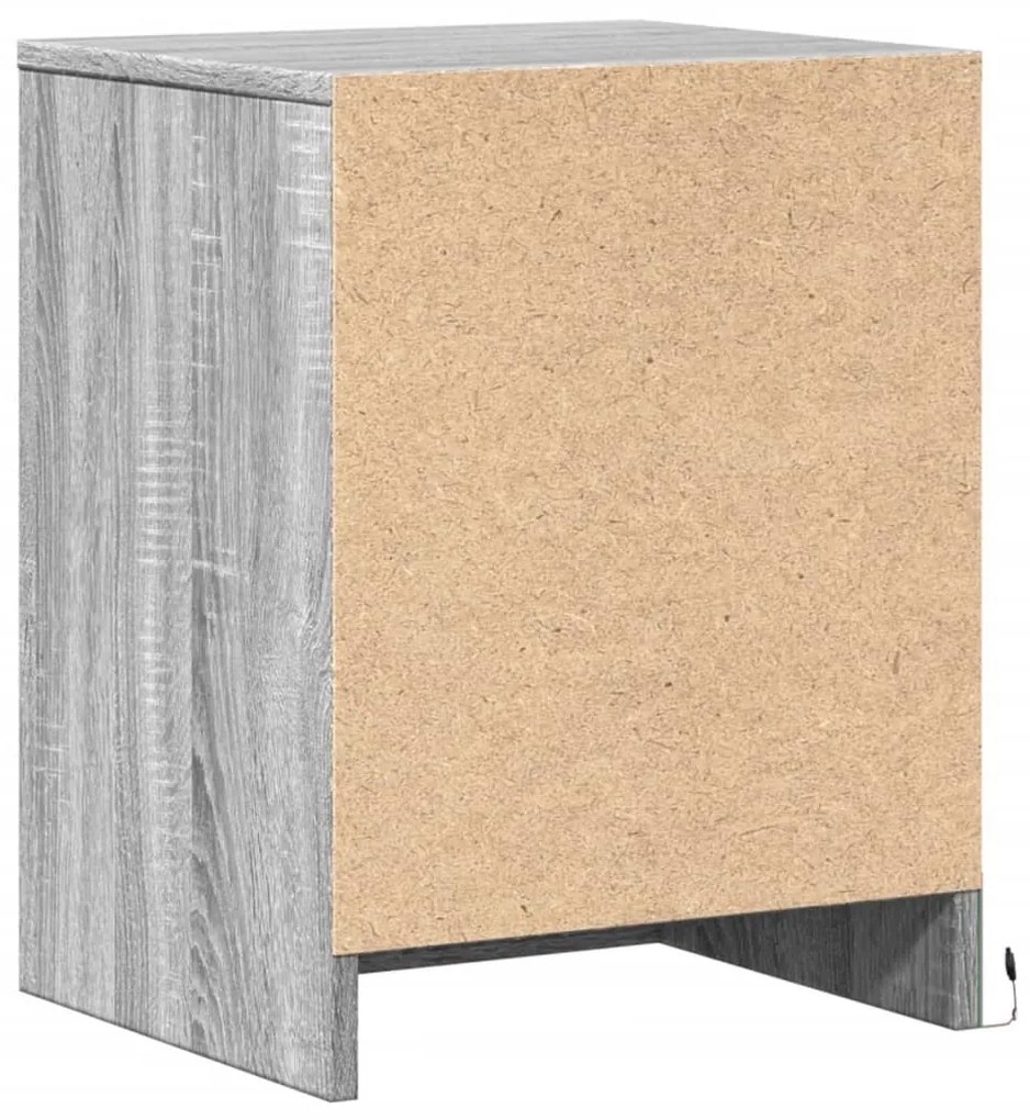 Mesas cabeceira c/ LEDs 2 pcs derivados madeira cinza sonoma