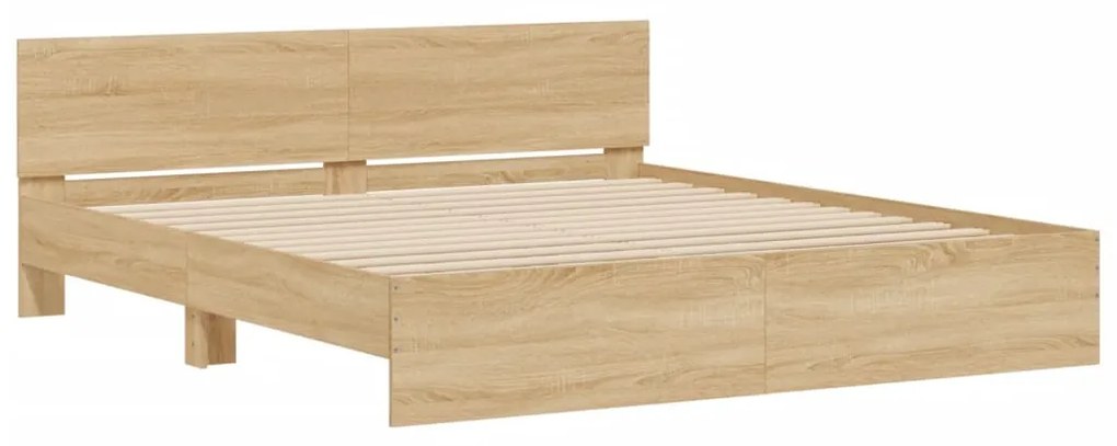 Estrutura cama c/ cabeceira/luzes LED 180x200cm carvalho sonoma