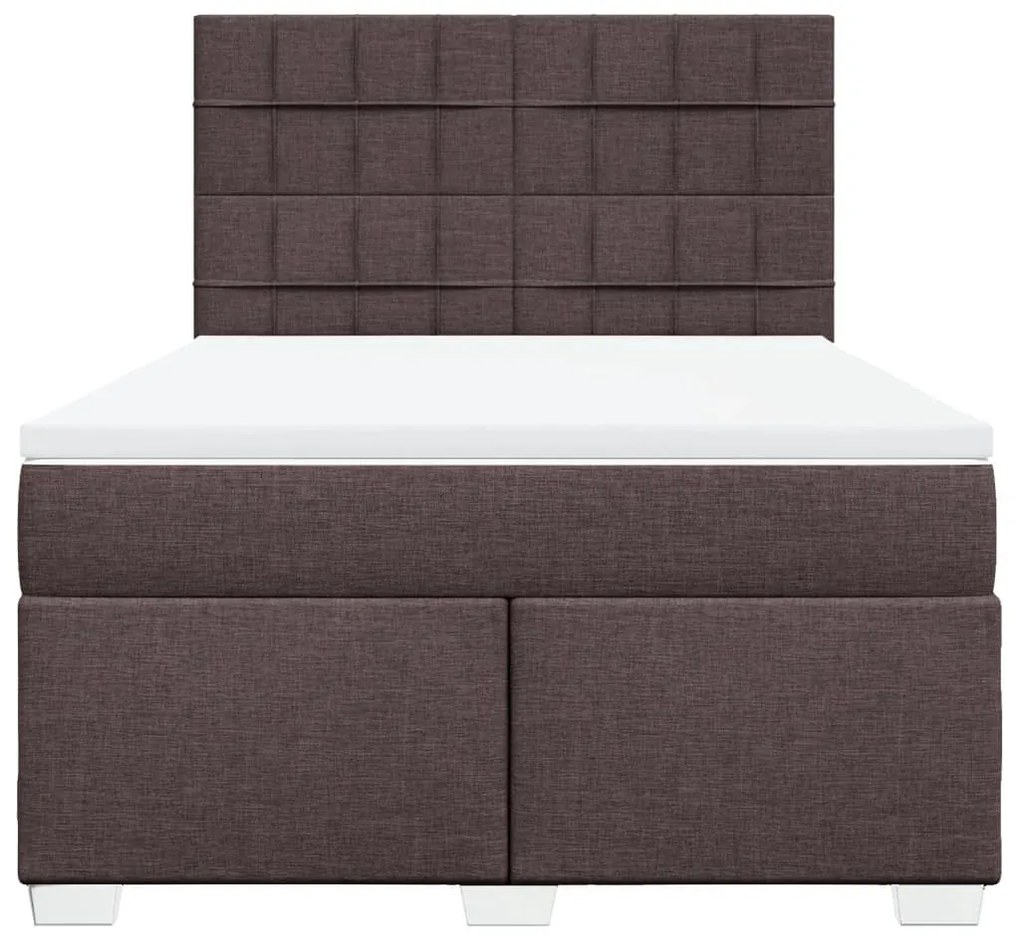 Cama com molas/colchão 140x200 cm tecido castanho-escuro