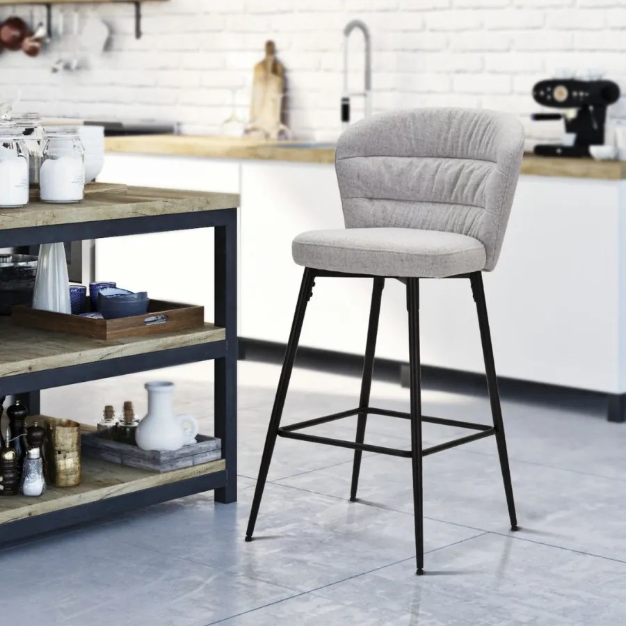 CONJUNTO DE 2 BANCOS DE BAR LOSANNA 52X59X108 CM CINZENTO E PRETO