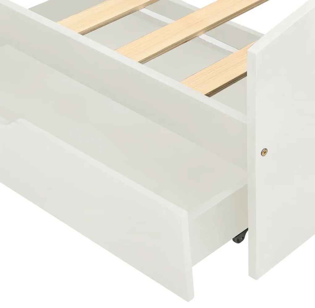 Estrutura de cama com 2 gavetas 90x200 cm pinho maciço branco