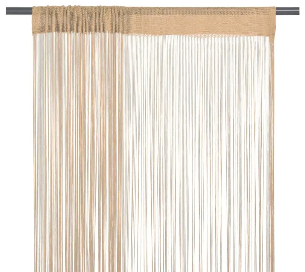 Cortinas de fios 2 pcs 100x250 cm bege