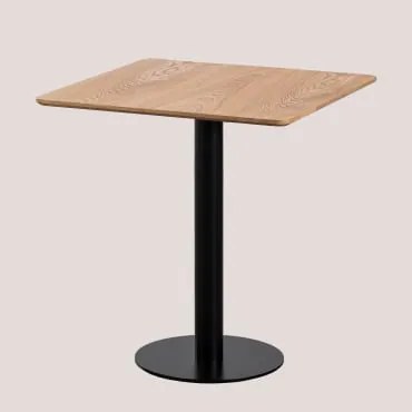 Mesa De Bar Quadrada Em Chapa De Freixo Frappe ↔︎ 70 Cm & Preto - Sklum