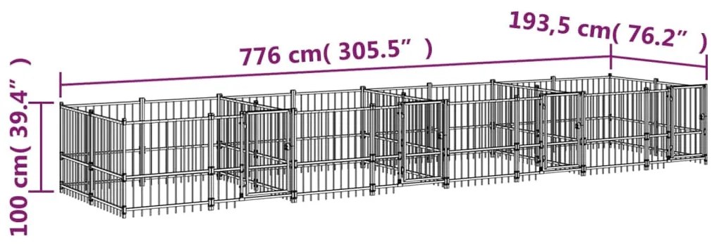 Canil de exterior 15,02 m² aço