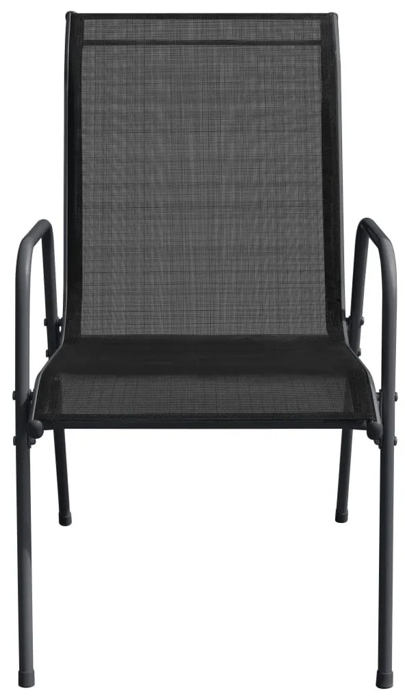 Cadeiras de jardim 6 pcs aço e textilene preto