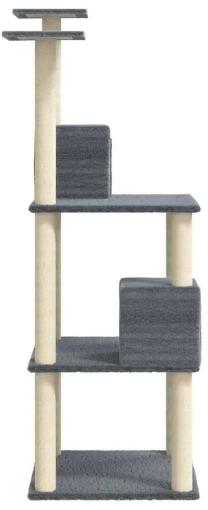 Árvore p/ gatos c/ postes arranhadores sisal 141cm cinza-escuro