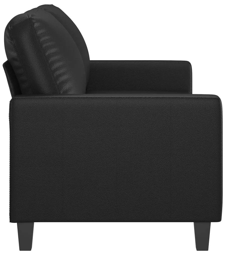 Sofá de 2 lugares 140 cm couro artificial preto