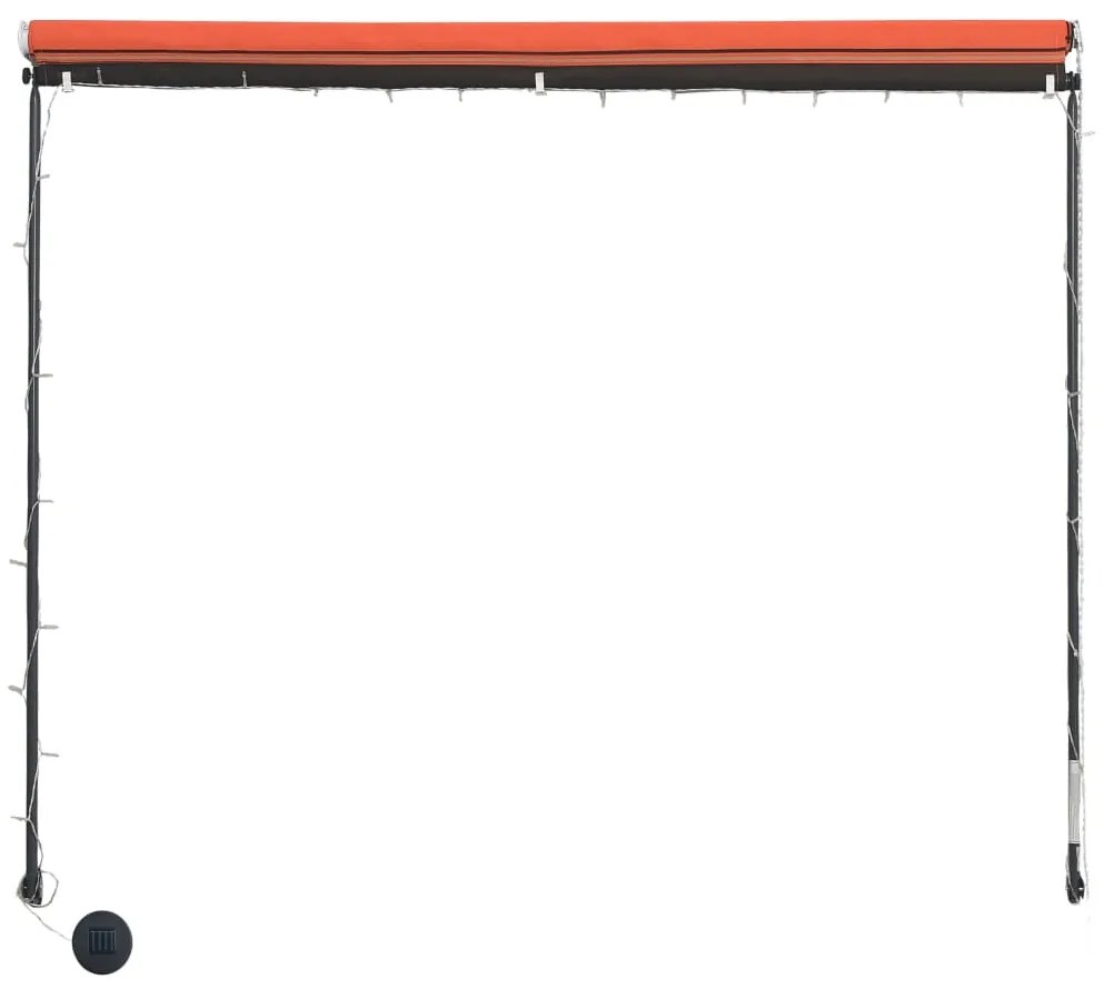 Toldo retrátil com LED 250x150 cm laranja e castanho
