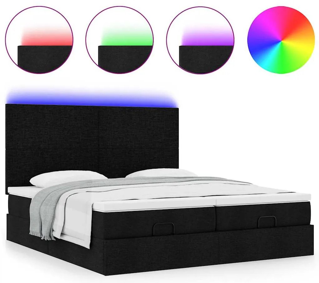 63 / 5,000vidaXL Estrutura de cama otomana com colchões tecido preto