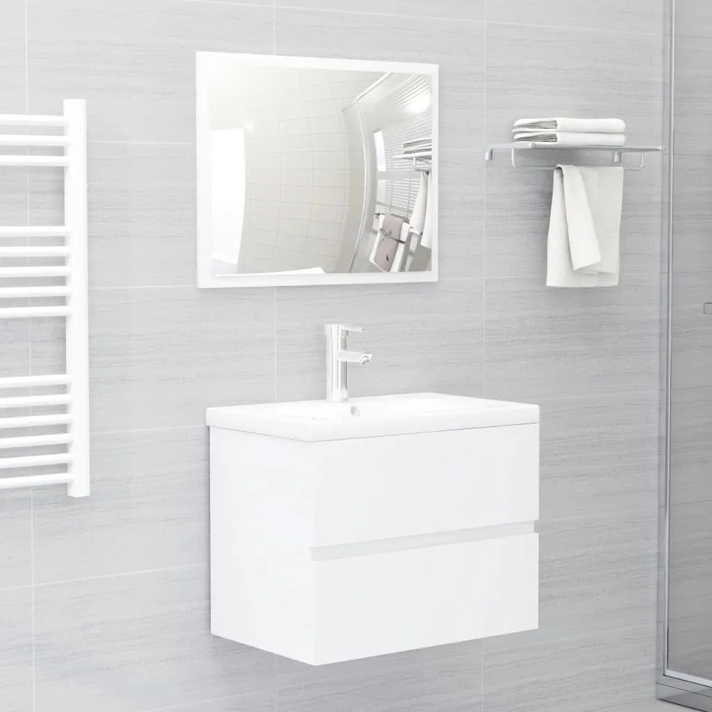 804878 vidaXL 2 pcs conj. móveis casa de banho contraplacado branco brilhante