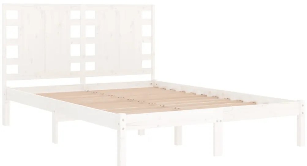 Estrutura de cama casal 135x190 cm madeira maciça branco