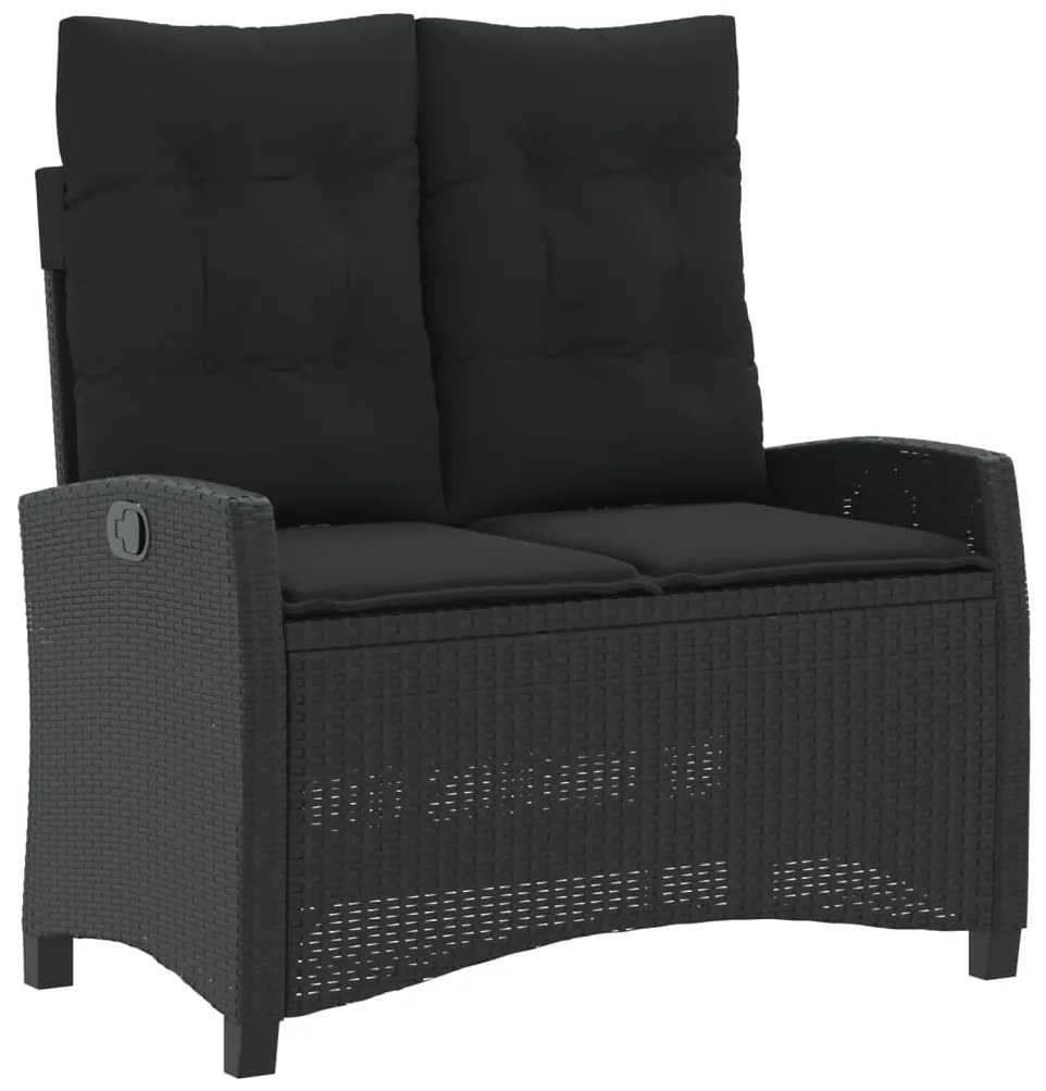 4 pcs conjunto de jardim p/ jardim c/ almofadões vime PE preto