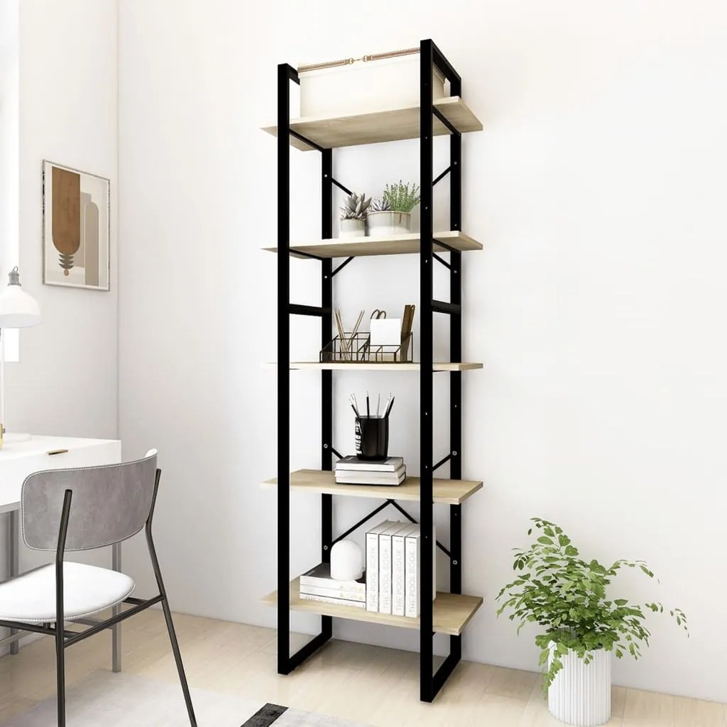 vidaXL Estante 5 prateleiras 60x30x175 cm derivados madeira sonoma