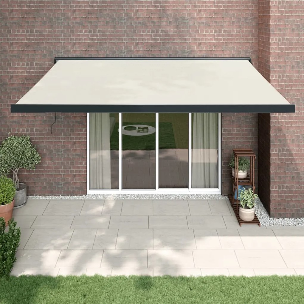 vidaXL Toldo retrátil 4x3 m tecido e alumínio cor creme