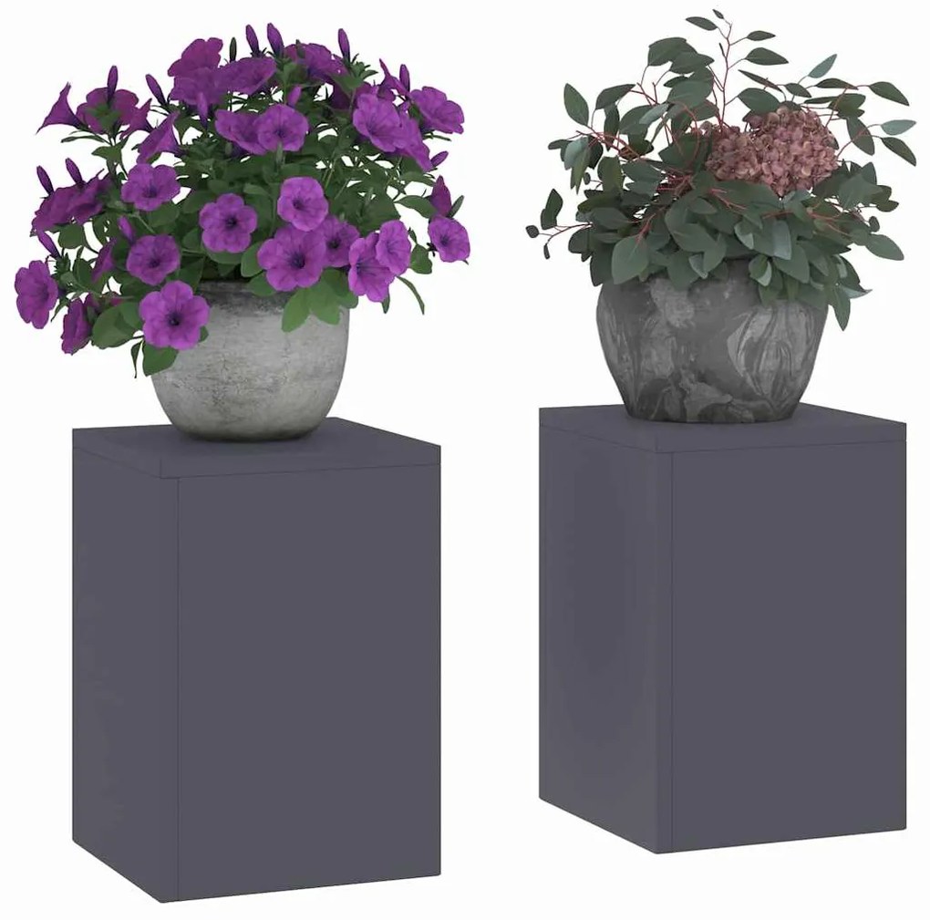 Suportes para Plantas Outdoor Pilar 2 pcs Antracite 24x24x35 cm Aço