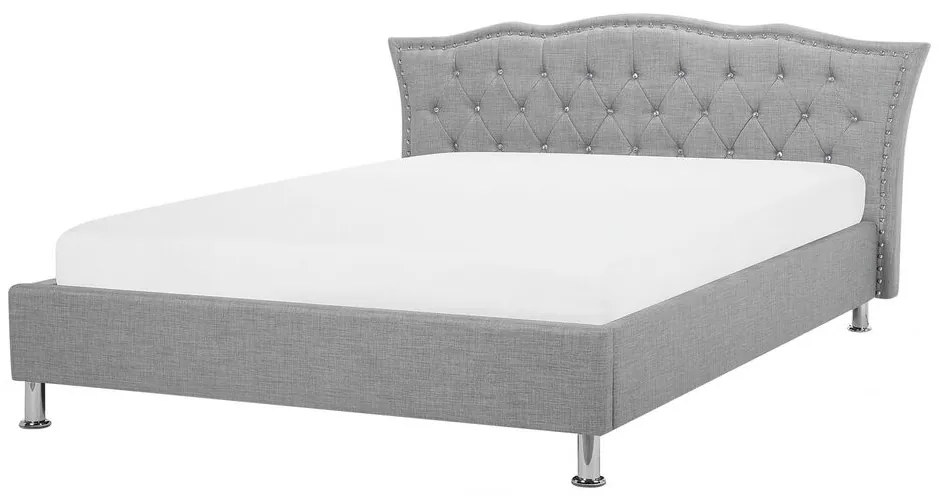 Cama de casal em tecido cinzento claro 140 x 200 cm METZ Beliani