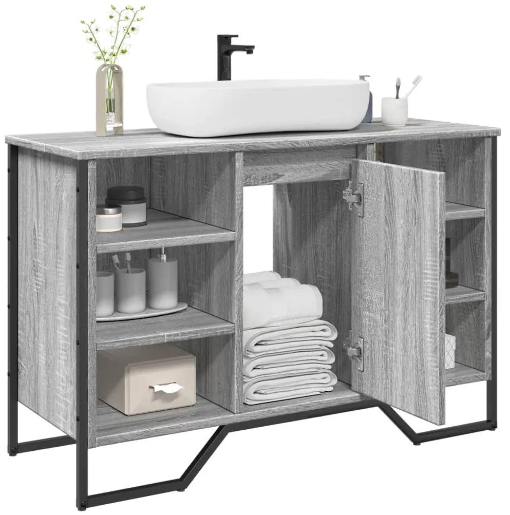 vidaXL Móvel p/ lavatório 91x35x60cm derivados madeira cinzento sonoma