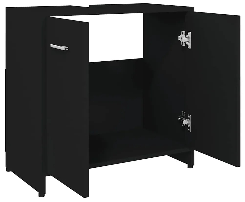 Armário casa de banho 60x33x61 cm derivados de madeira preto