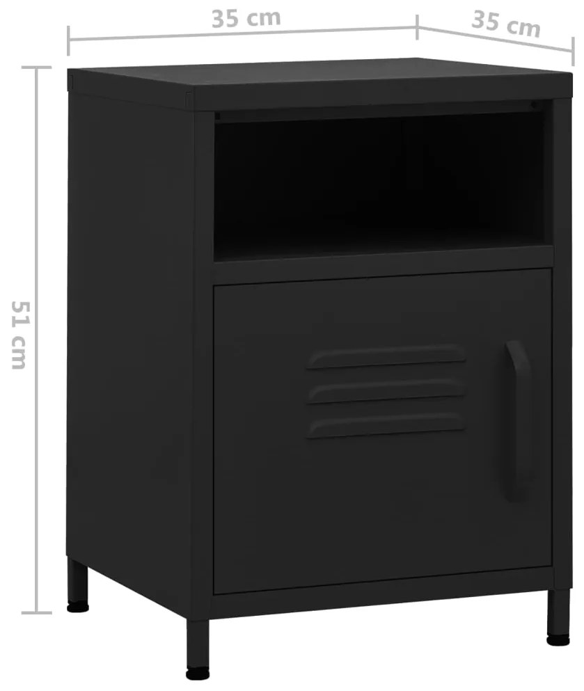 Mesa de cabeceira 35x35x51 cm aço preto