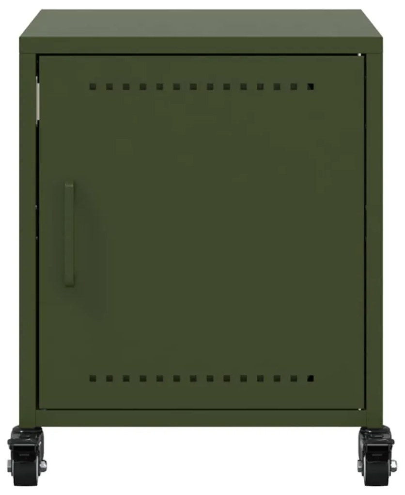 Mesas de cabeceira 2 pcs 36x39x43,5 cm aço verde-azeitona