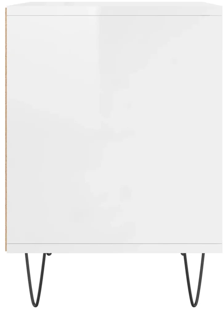 Mesa de cabeceira 40x35x50cm derivados madeira branco brilhante