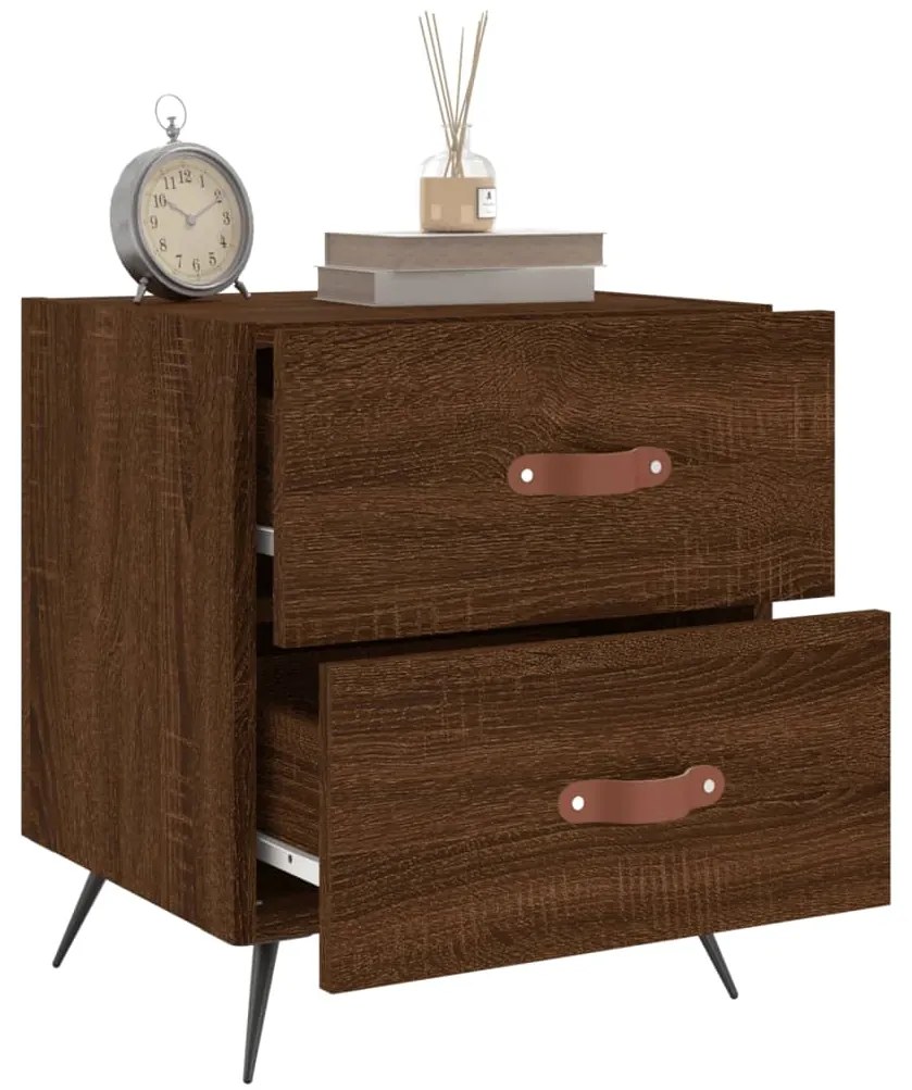 Mesa de cabeceira 2 pcs derivados de madeira carvalho castanho