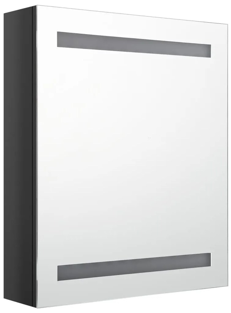 Armário espelhado casa de banho LED 50x14x60 cm preto brilhante