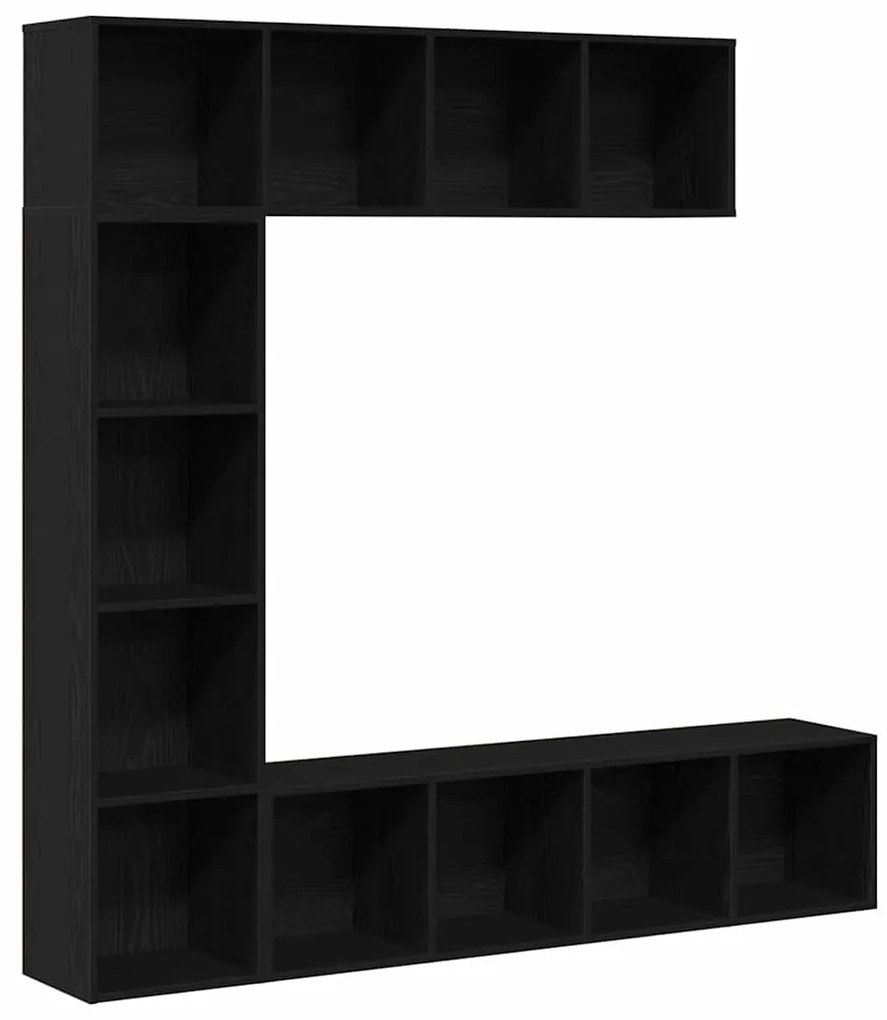 Estantes 3 pcs Carvalho Preto 36x30x143 cm Madeira engenheirada