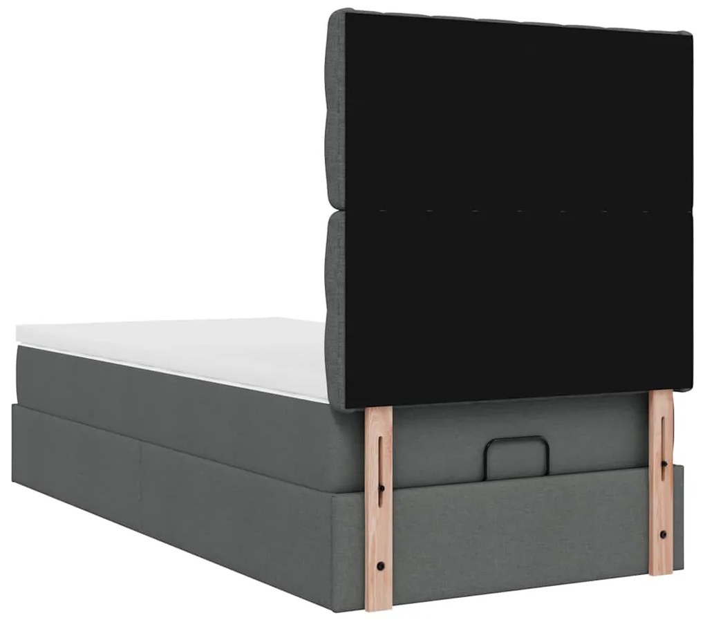 Cama otomana com colchão 90x200 cm tecido cinzento escuro