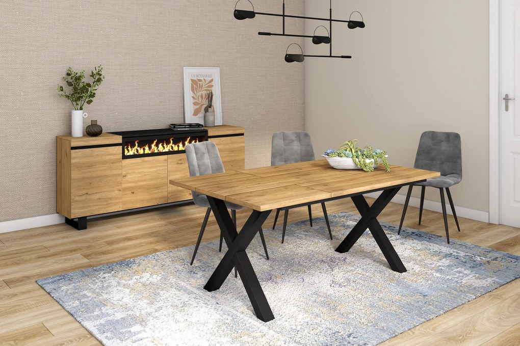 Mesa de sala de jantar | 8 pessoas | 170 | Robusto e estável graças à sua estrutura e pernas sólidas | Ideal para reuniões familiares | Oak | Estilo i