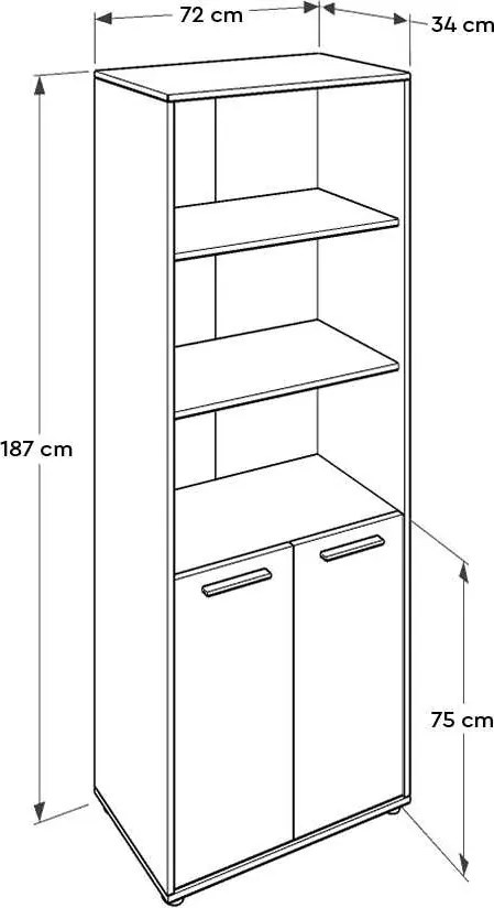 Estante "Noceto" - Nogueira Clara - 72x187x34cm - Design Moderno