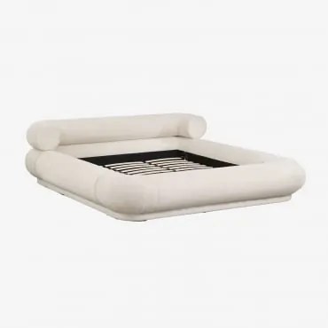 Cama Em Tecido Bouclé Bernaste Bouclé Branco & 200 X 200 Cm - Sklum