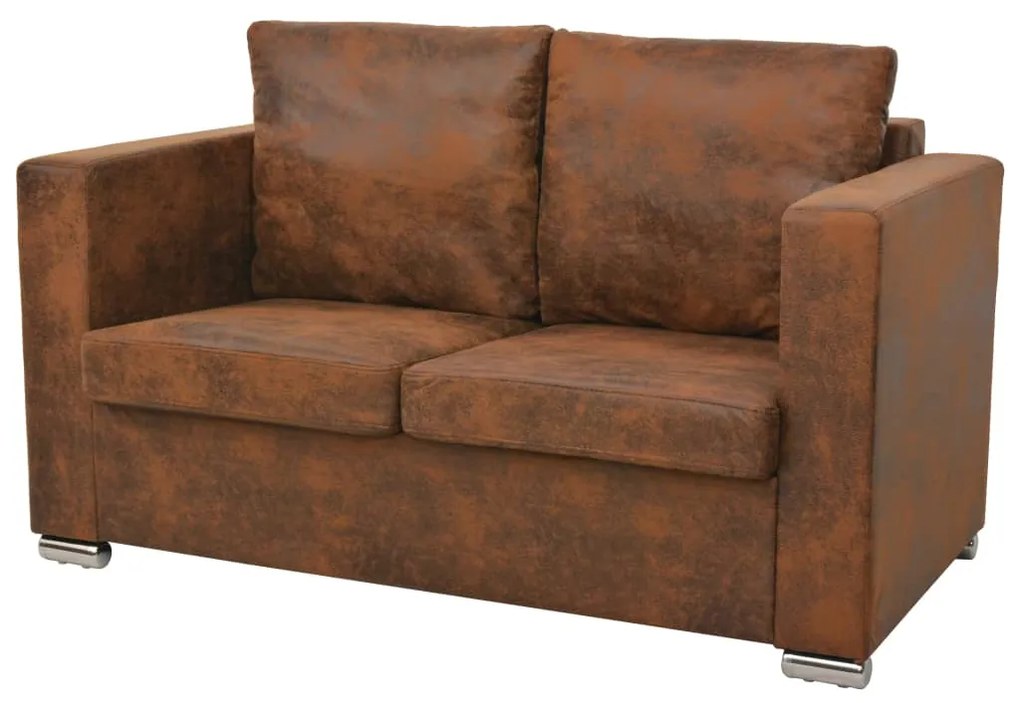 244702 vidaXL Sofá de 2 lugares 137x73x82 cm camurça artificial